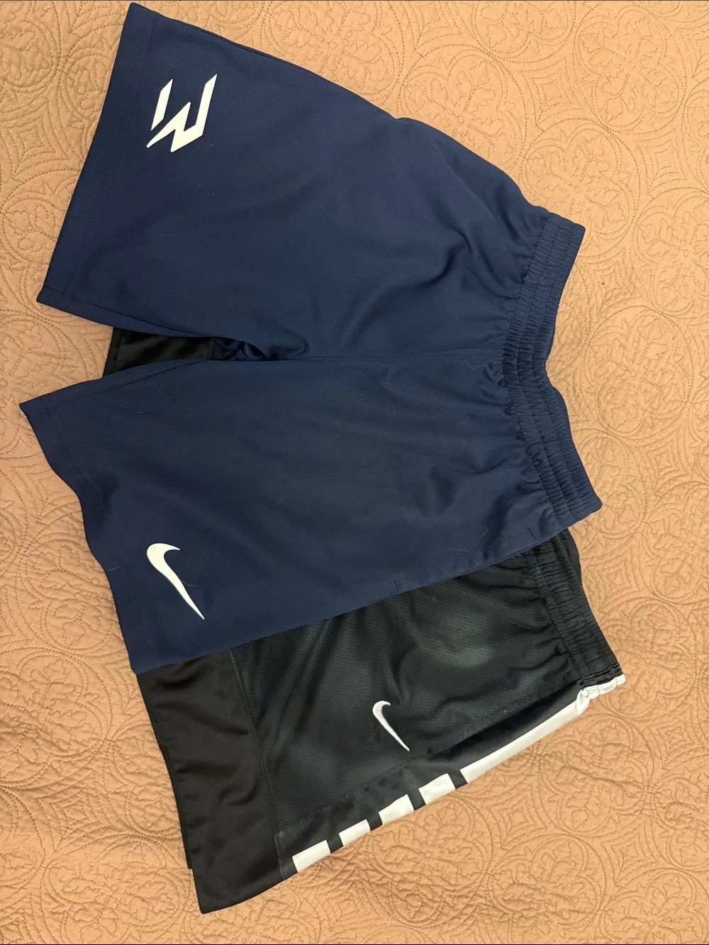 Nike Kids Athletic Shorts in Navy and Black with White Logos